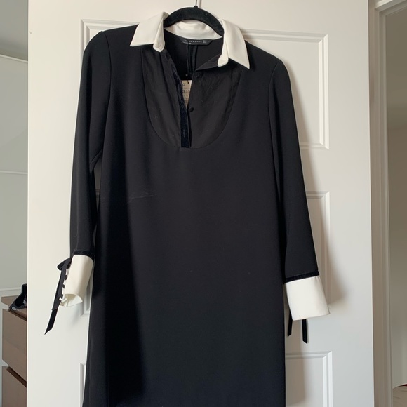 Zara black and white collared dress NWT XS - Picture 3 of 4